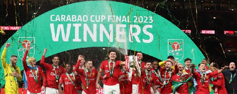 Manchester United menjuarai Piala Liga Inggris setelah mengalahkan Newcastle United 2-0 pada laga final di Stadion Wembley,London, Senin (27/2/2023) dini hari WIB.